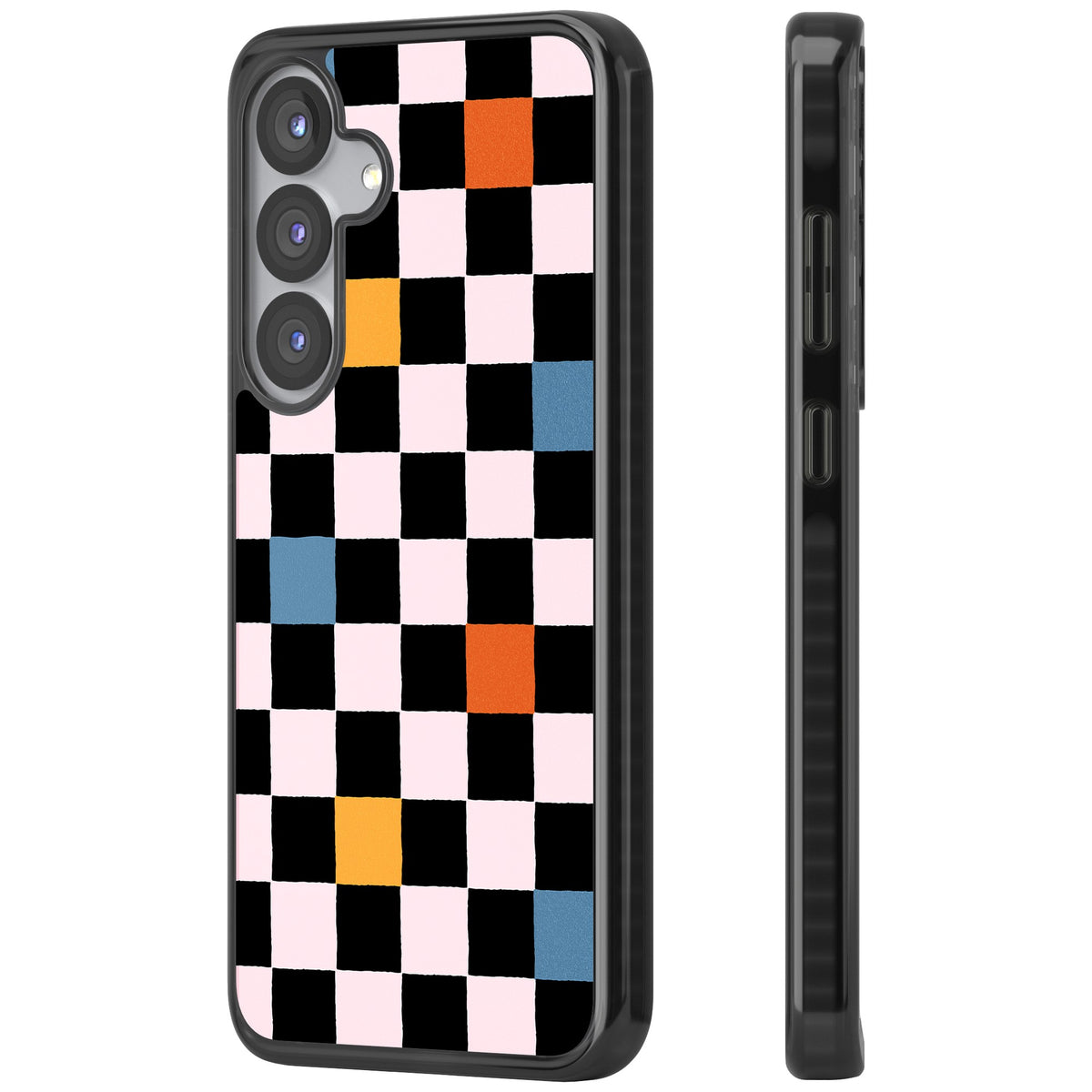 Vibrant Retro Check Samsung S25 / Samsung S25 Plus / Samsung S26 / Samsung S26 Plus Impact Black Phone Case side
