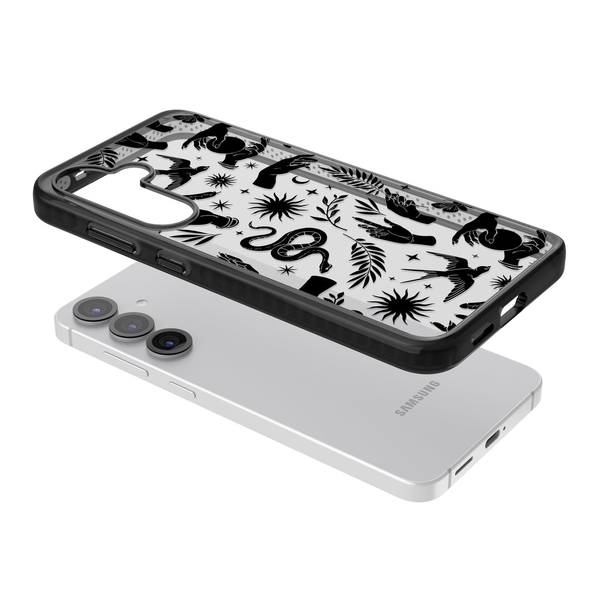 Mystic Magic (Black) Samsung S25 / Samsung S25 Plus / Samsung S26 / Samsung S26 Plus Impact Black Phone Case angled