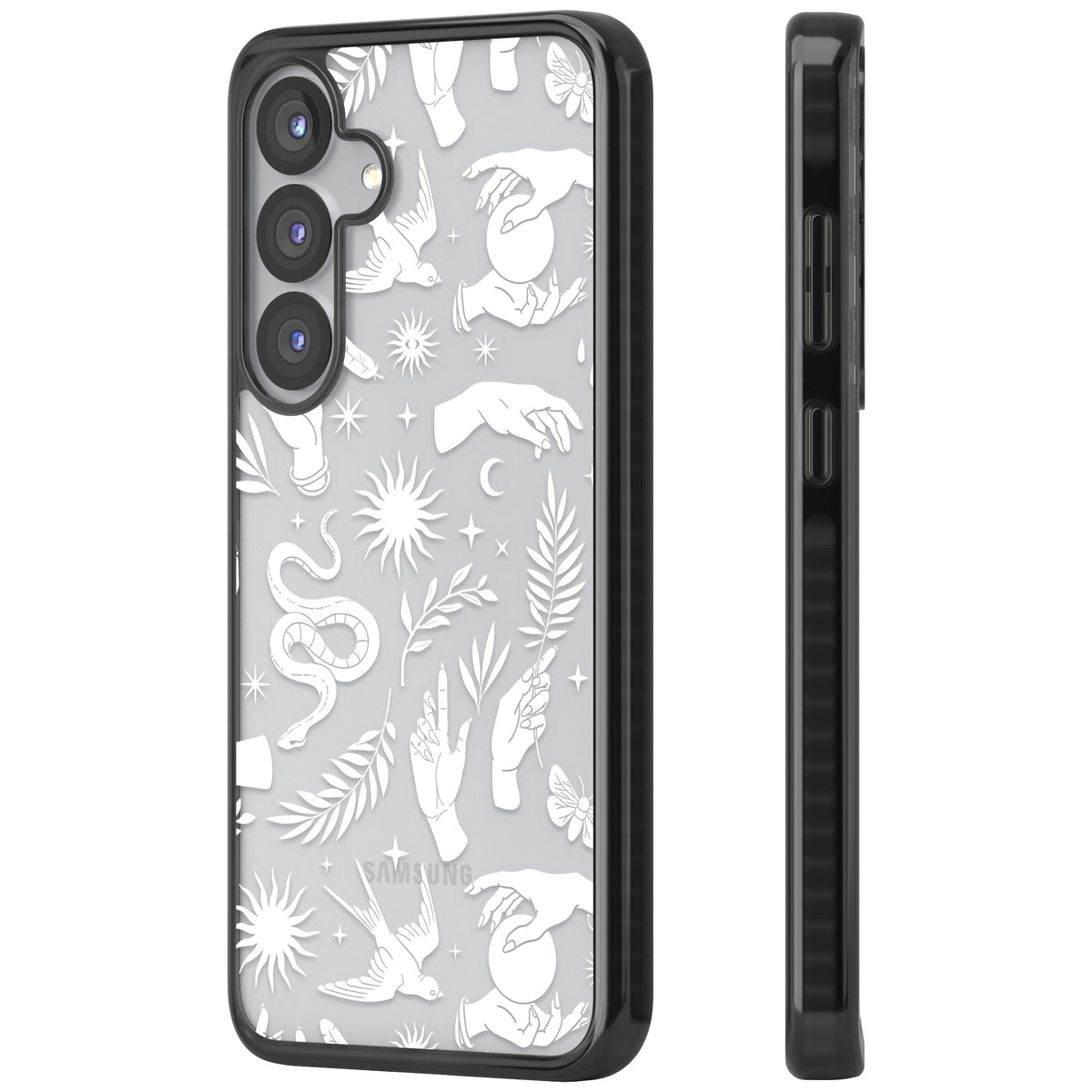 Mystic Magic (White) Samsung S25 / Samsung S25 Plus / Samsung S26 / Samsung S26 Plus Impact Black Phone Case side