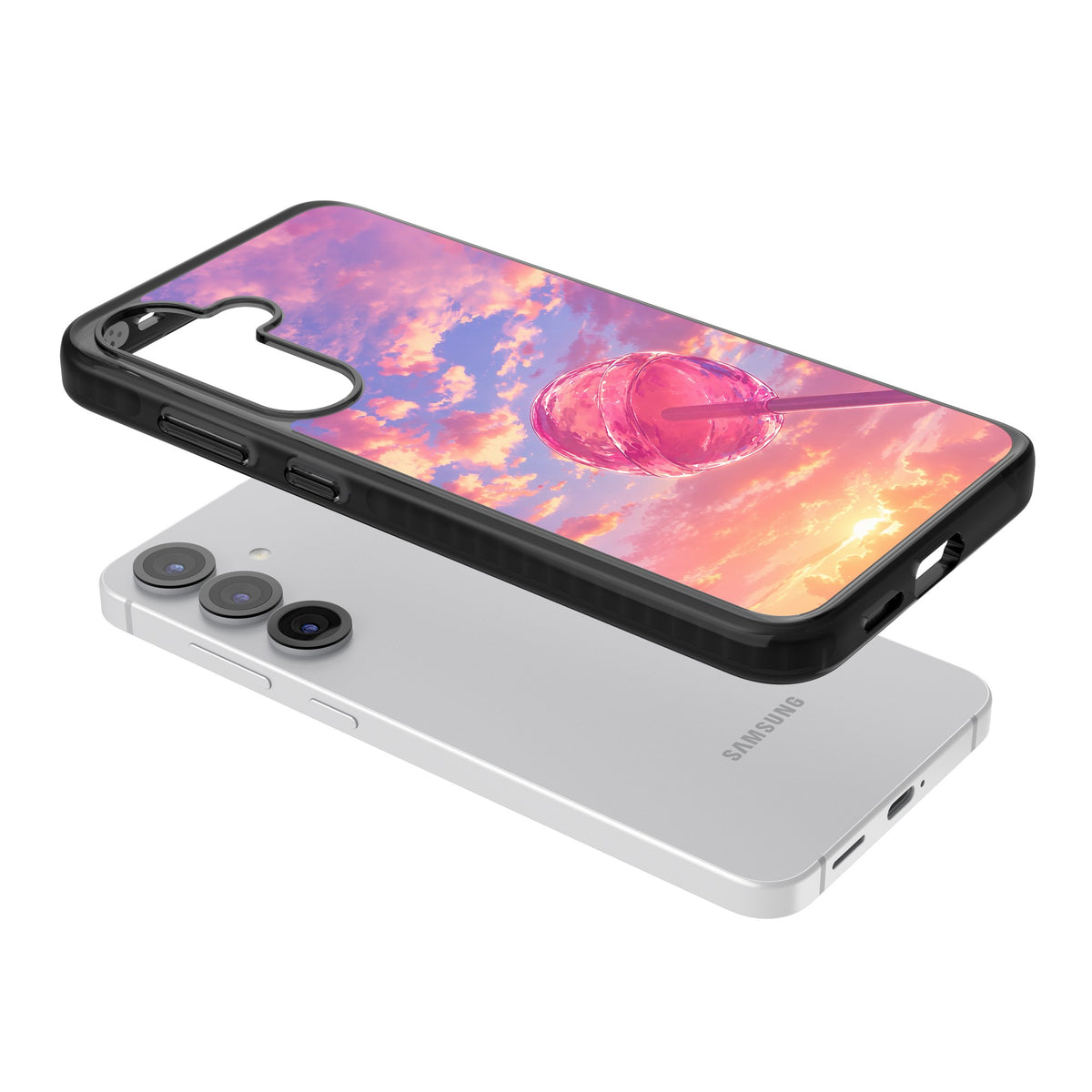 Sugar Sunset Samsung S25 / Samsung S25 Plus / Samsung S26 / Samsung S26 Plus Impact Black Phone Case angled