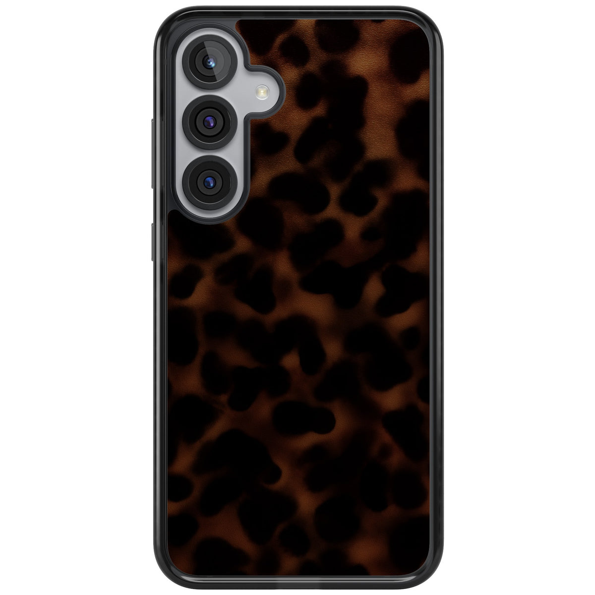 Dark Tortoise Shell old money iPhone case featuring a dark tortoiseshell pattern with amber and black animal print tones Samsung S25 Plus / Samsung S26 / Samsung S26 Plus Impact Black Phone Case front