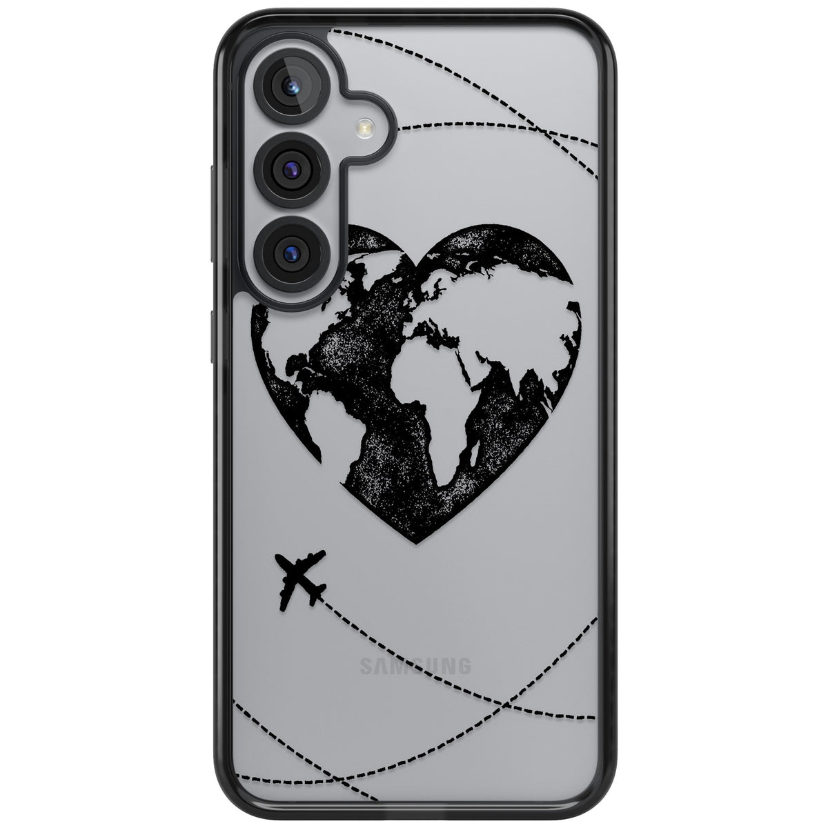 Globe Heart Samsung S25 Plus / Samsung S26 / Samsung S26 Plus Impact Black Phone Case front