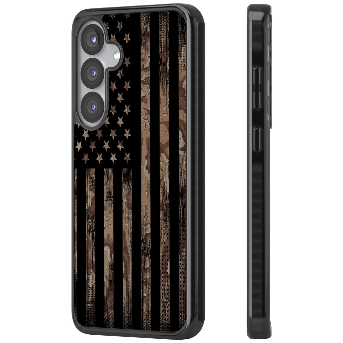 American Flag Camo Samsung S25 / Samsung S25 Plus / Samsung S26 / Samsung S26 Plus Impact Black Phone Case side