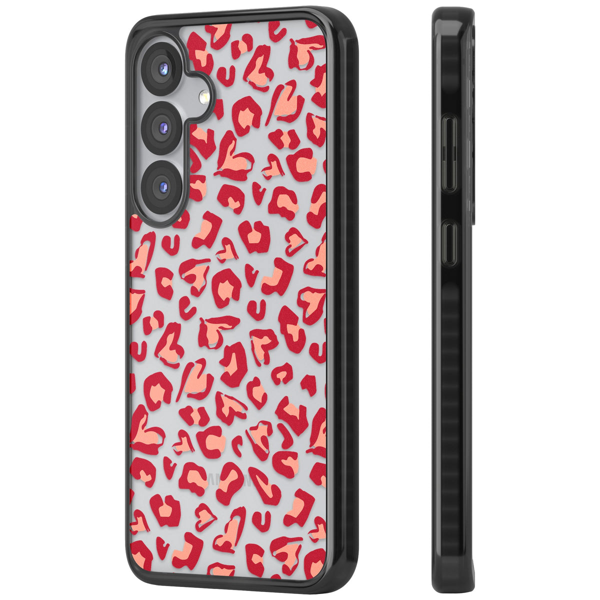 Heart Leopard Print Samsung S25 / Samsung S25 Plus / Samsung S26 / Samsung S26 Plus Impact Black Phone Case side