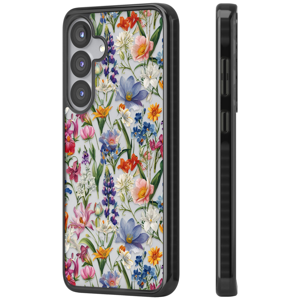 Vintage Wildflowers Samsung S25 / Samsung S25 Plus / Samsung S26 / Samsung S26 Plus Impact Black Phone Case side