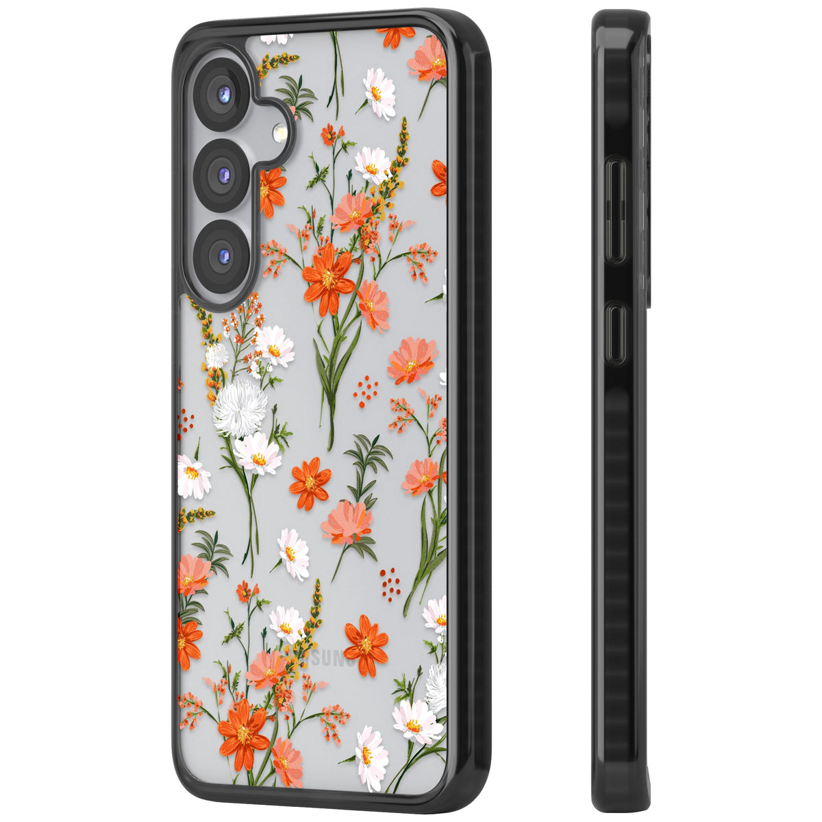 Sunset Wildflowers Samsung S25 / Samsung S25 Plus / Samsung S26 / Samsung S26 Plus Impact Black Phone Case side