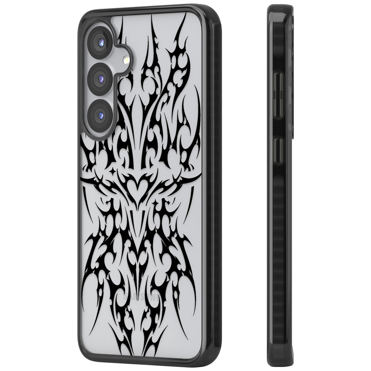 Neo Tribal Heart Samsung S25 / Samsung S25 Plus / Samsung S26 / Samsung S26 Plus Impact Black Phone Case side
