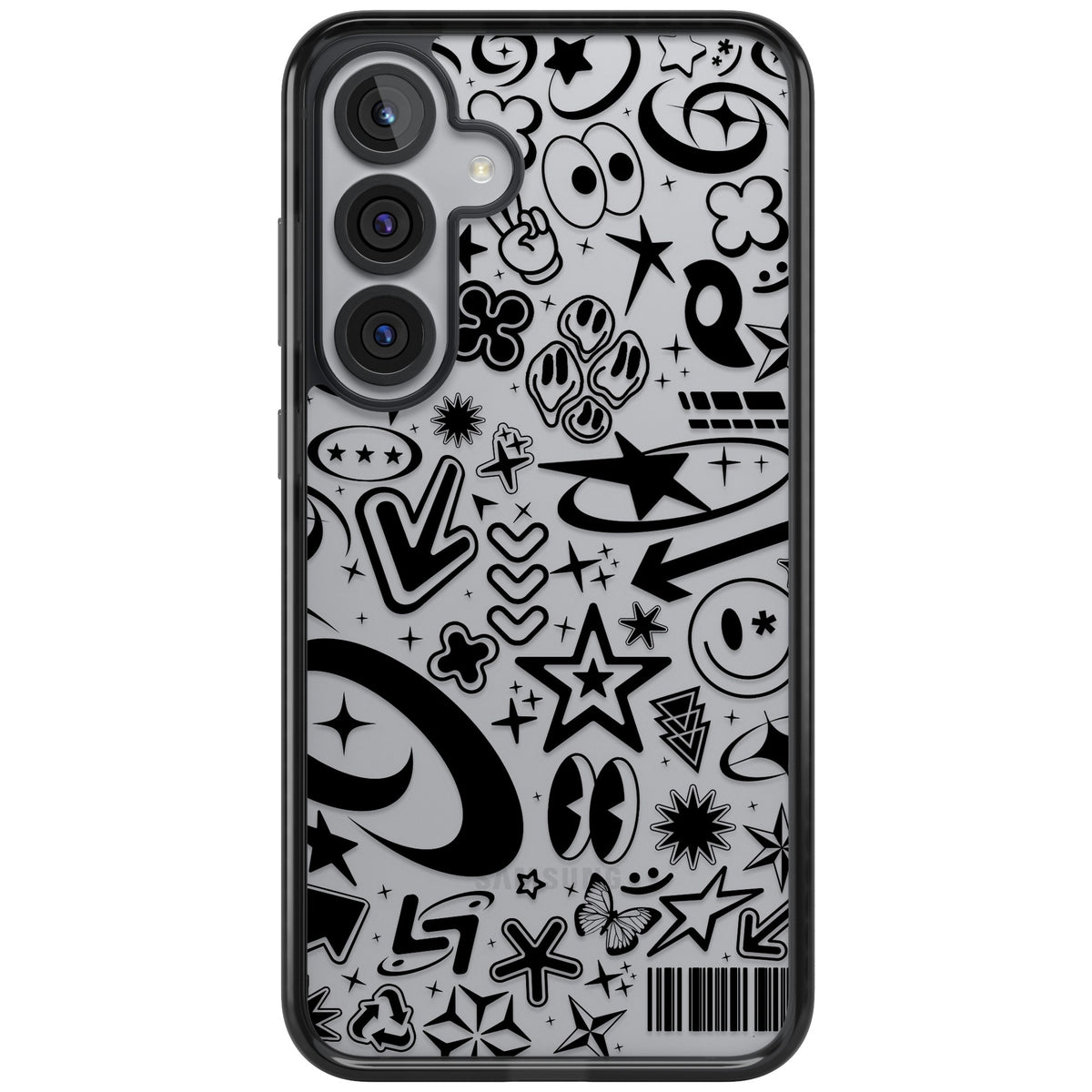 Black Y2K Pattern Samsung S25 Plus / Samsung S26 / Samsung S26 Plus Impact Black Phone Case front