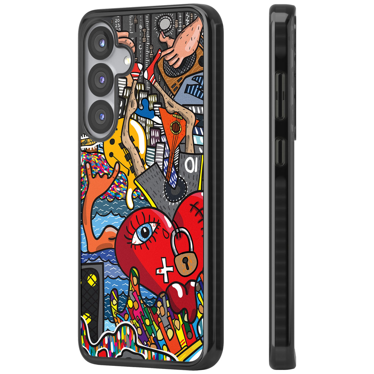 Crowd Tsunami Samsung S25 / Samsung S25 Plus / Samsung S26 / Samsung S26 Plus Impact Black Phone Case side