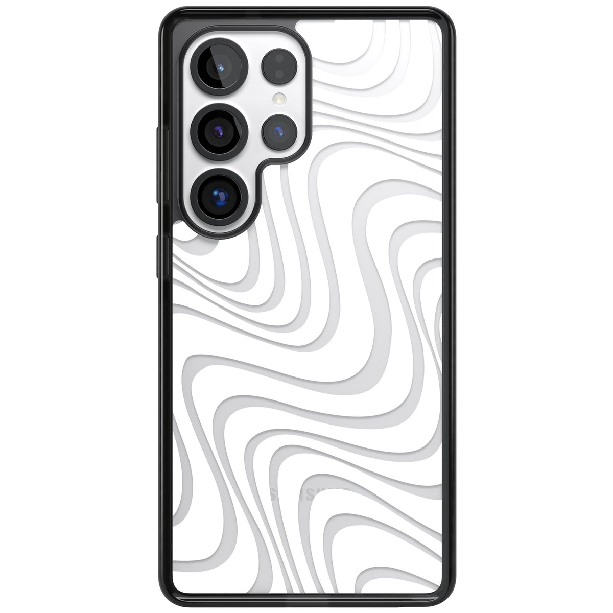 White Abstract Waves Samsung S25 Ultra / Samsung S26 Ultra Impact Black Phone Case front