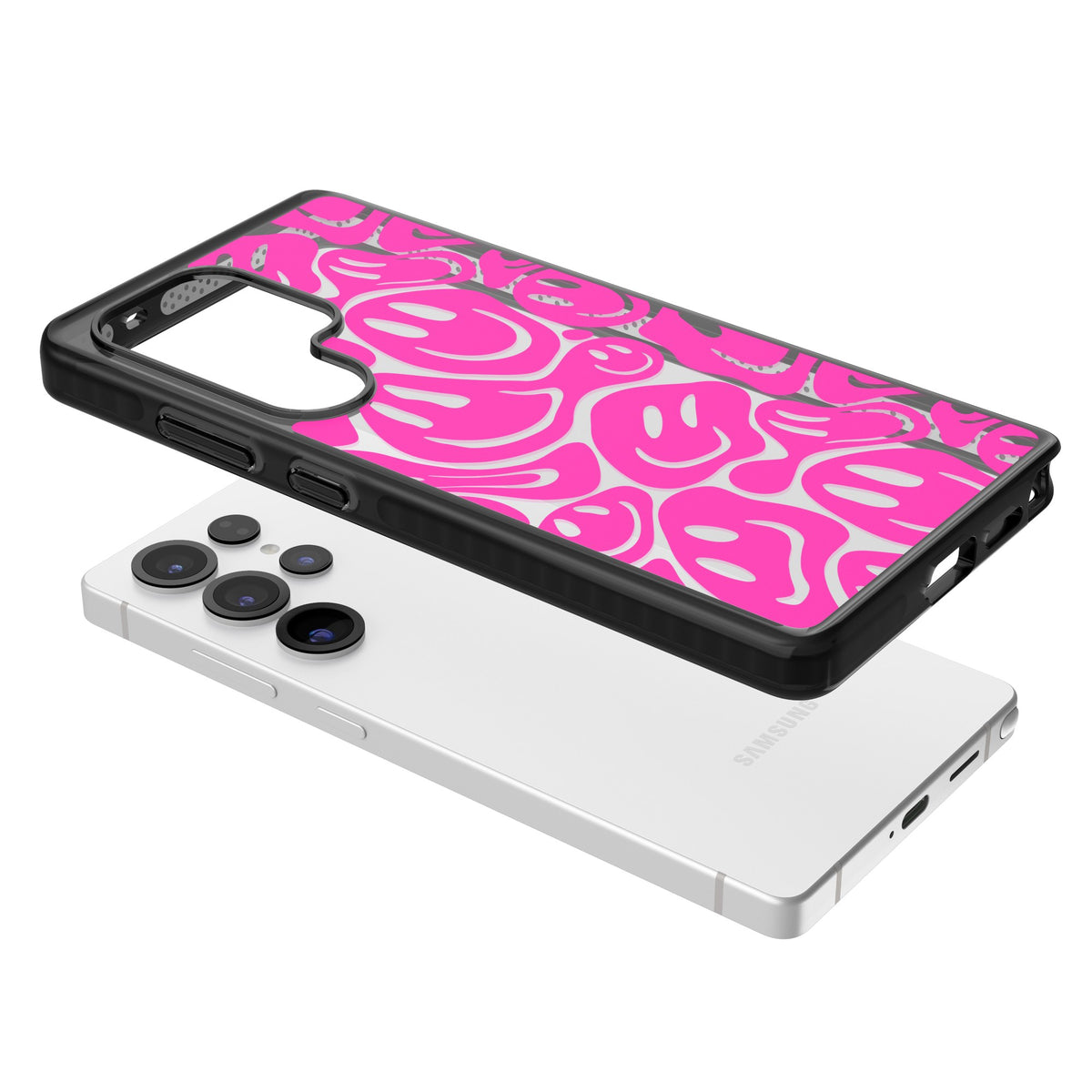 Pink Acid Faces Samsung S25 Ultra / Samsung S26 Ultra Impact Black Phone Case angled