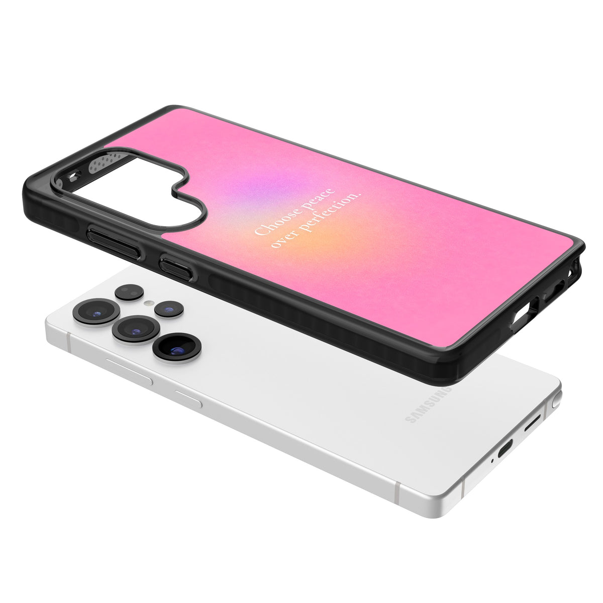 Peace Over Perfection Samsung S25 Ultra / Samsung S26 Ultra Impact Black Phone Case angled