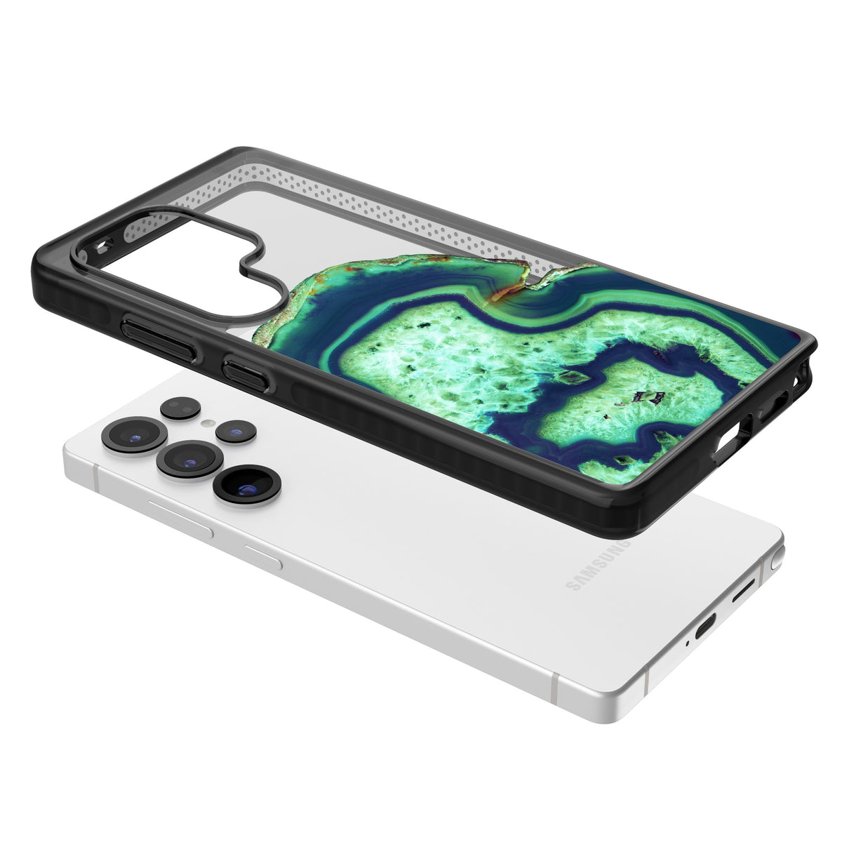 Emerald Agate Slice Samsung S25 Ultra / Samsung S26 Ultra Impact Black Phone Case angled