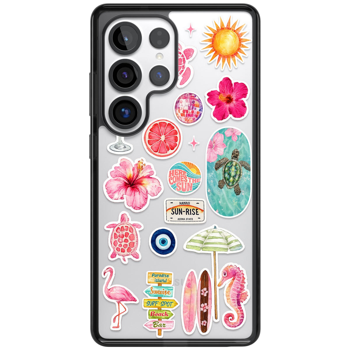 Aloha Sticker Mix Samsung S25 Ultra / Samsung S26 Ultra Impact Black Phone Case front