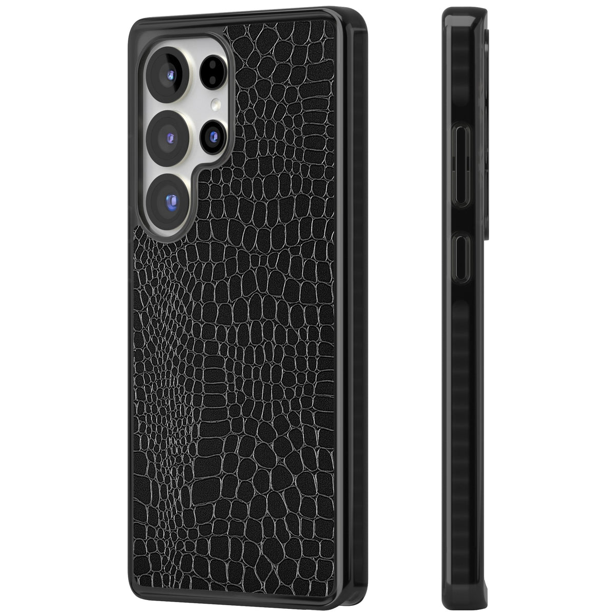 Black Snakeskin Samsung S25 Ultra / Samsung S26 Ultra Impact Black Phone Case side