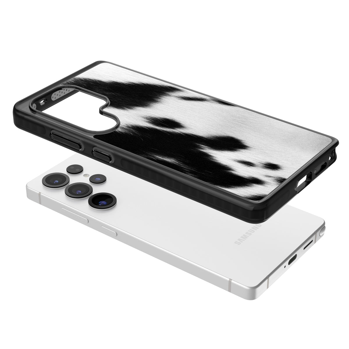 Cowhide Samsung S25 Ultra / Samsung S26 Ultra Impact Black Phone Case angled