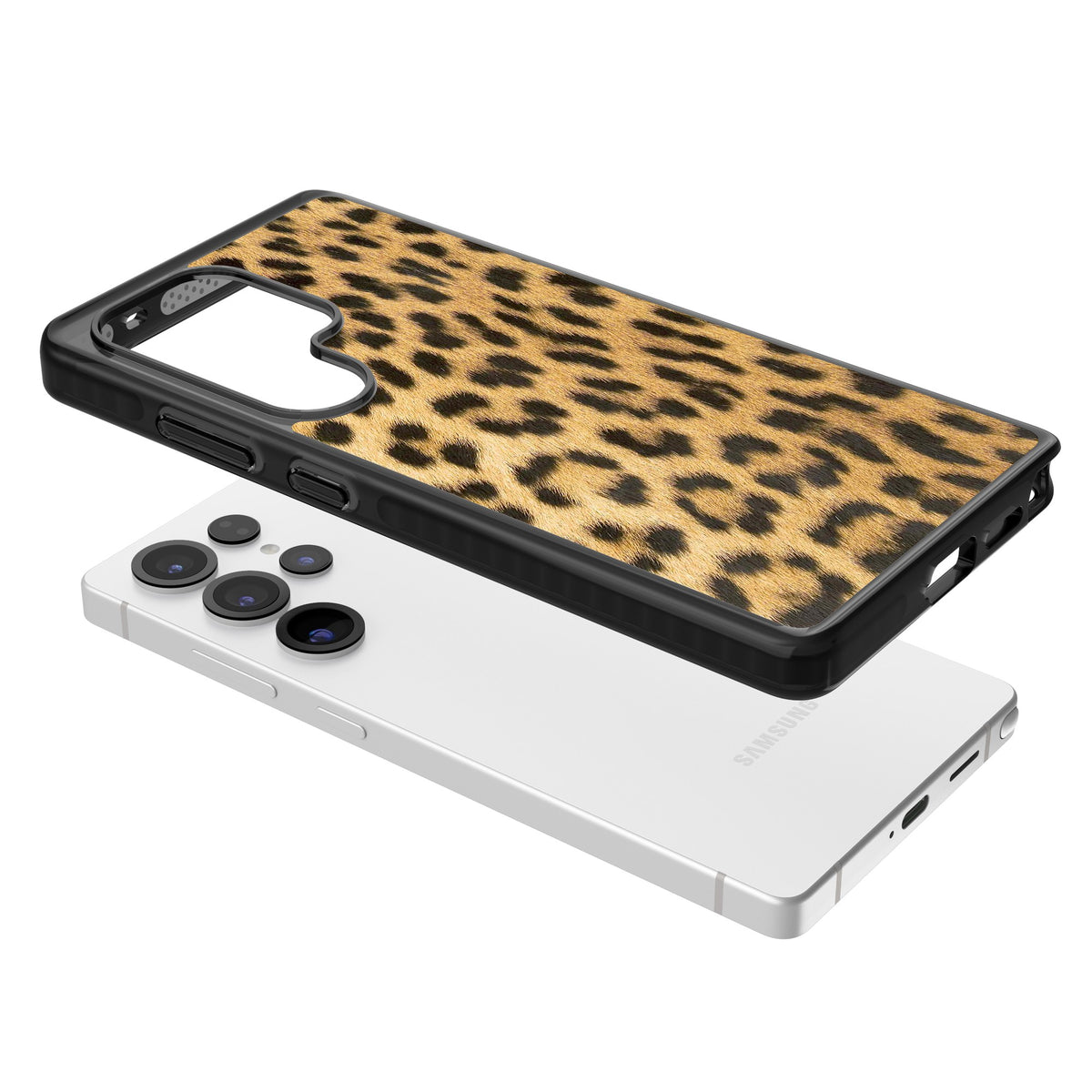 Savannah Leopard Samsung S25 Ultra / Samsung S26 Ultra Impact Black Phone Case angled