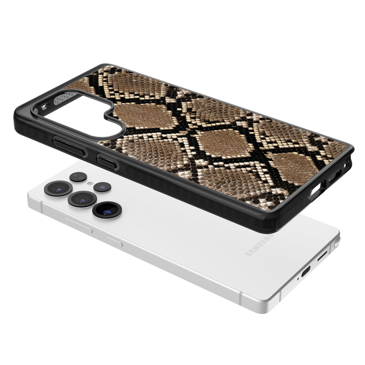 Snakeskin Samsung S25 Ultra / Samsung S26 Ultra Impact Black Phone Case angled