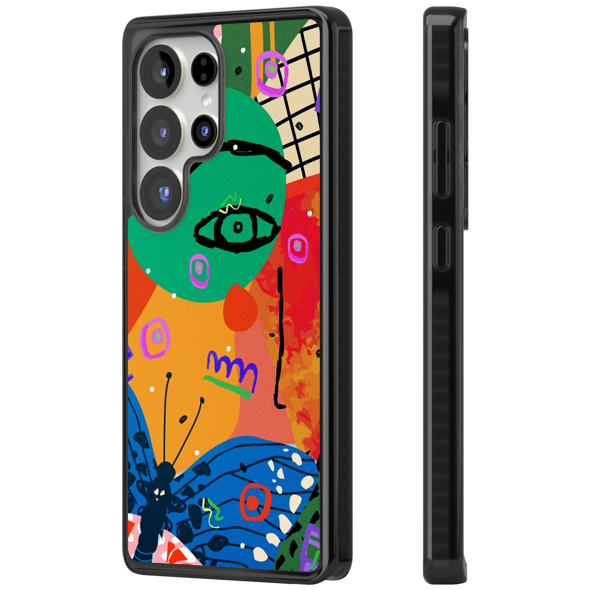 Abstract Butterfly Samsung S25 Ultra / Samsung S26 Ultra Impact Black Phone Case side