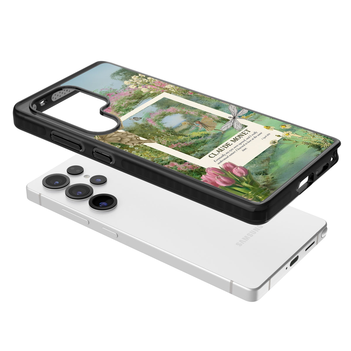 Monet Fairy Garden Samsung S25 Ultra / Samsung S26 Ultra Impact Black Phone Case angled