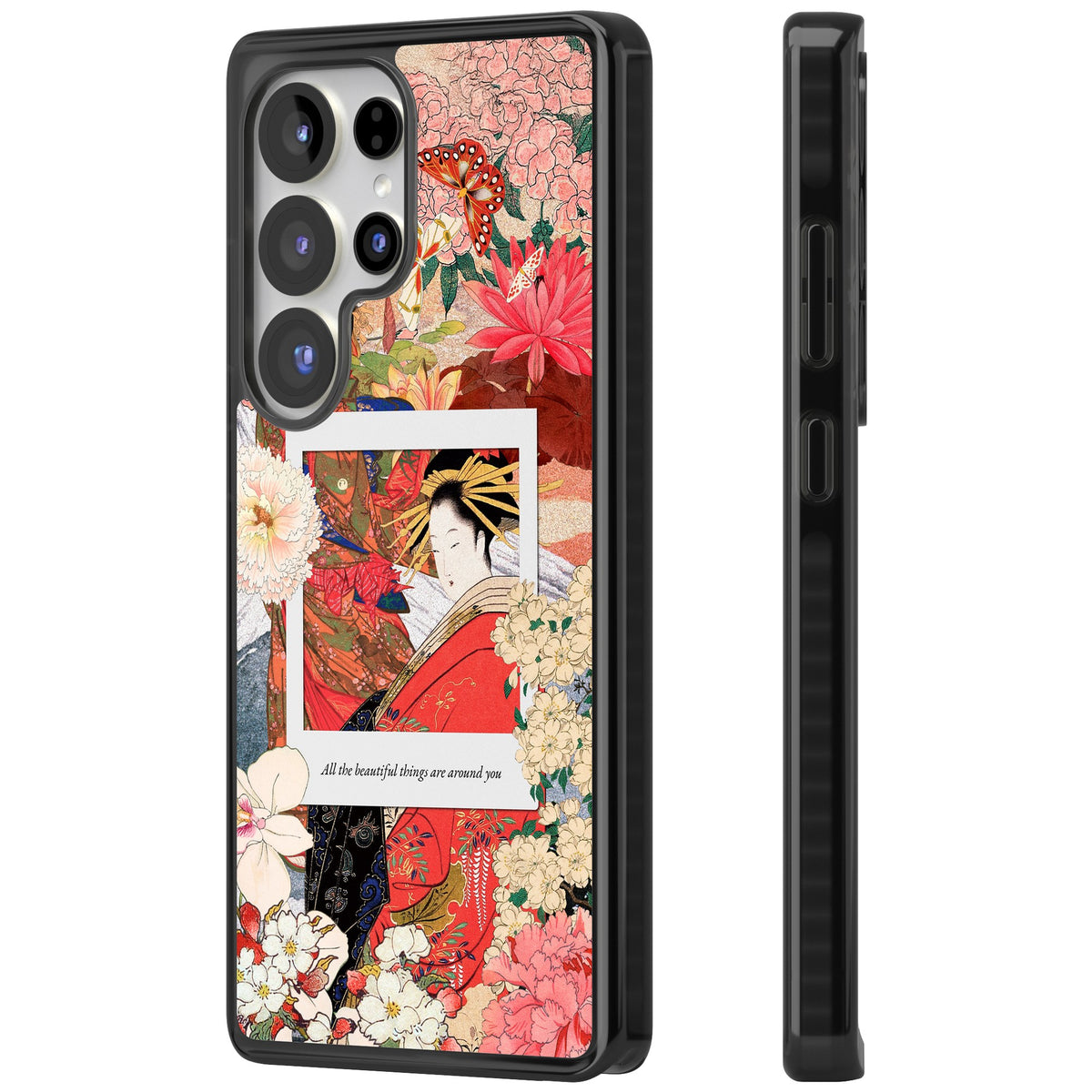 Woodblock Geisha Samsung S25 Ultra / Samsung S26 Ultra Impact Black Phone Case side