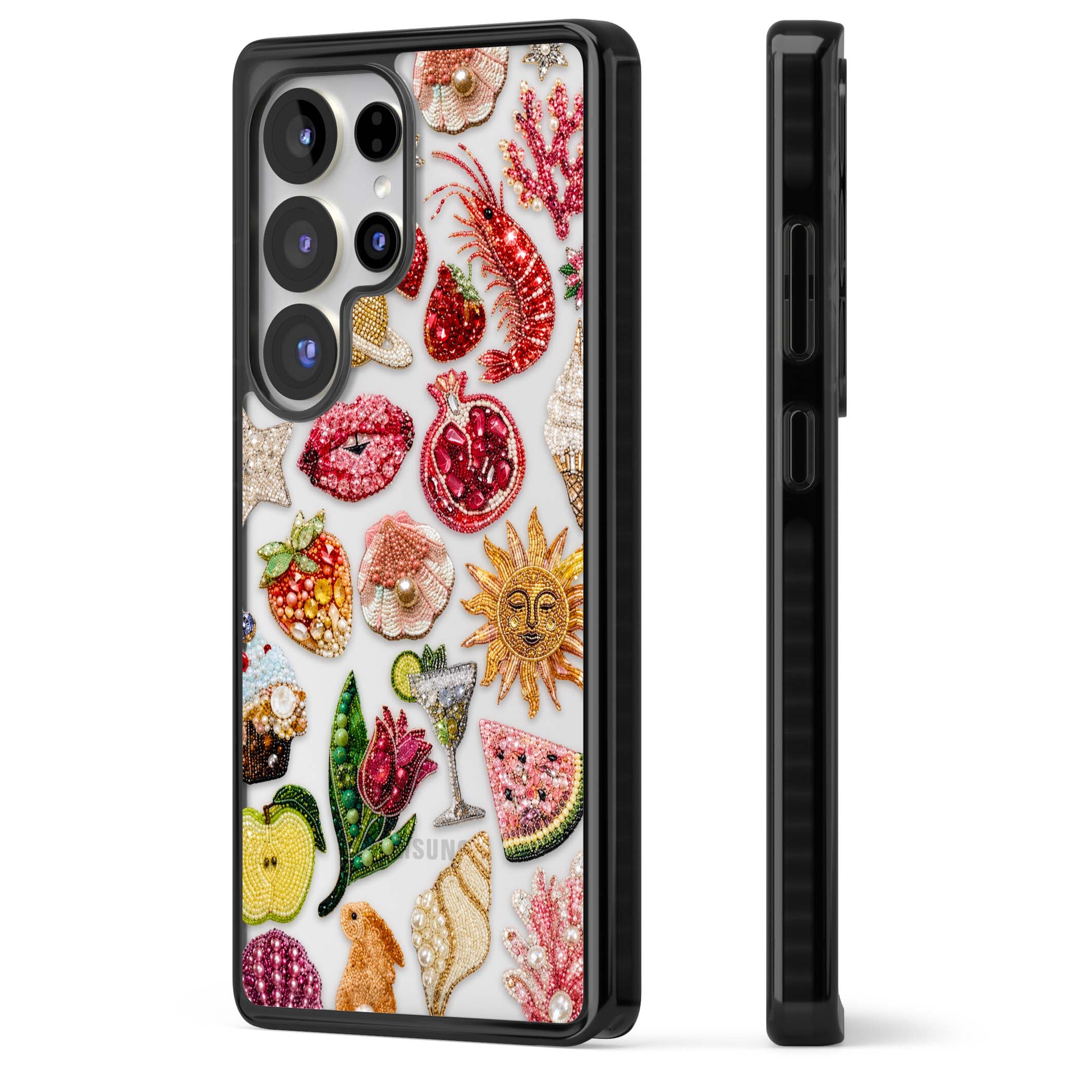 Beaded Riviera coquette iPhone case | Black Impact case for Samsung Galaxy S25 Ultra