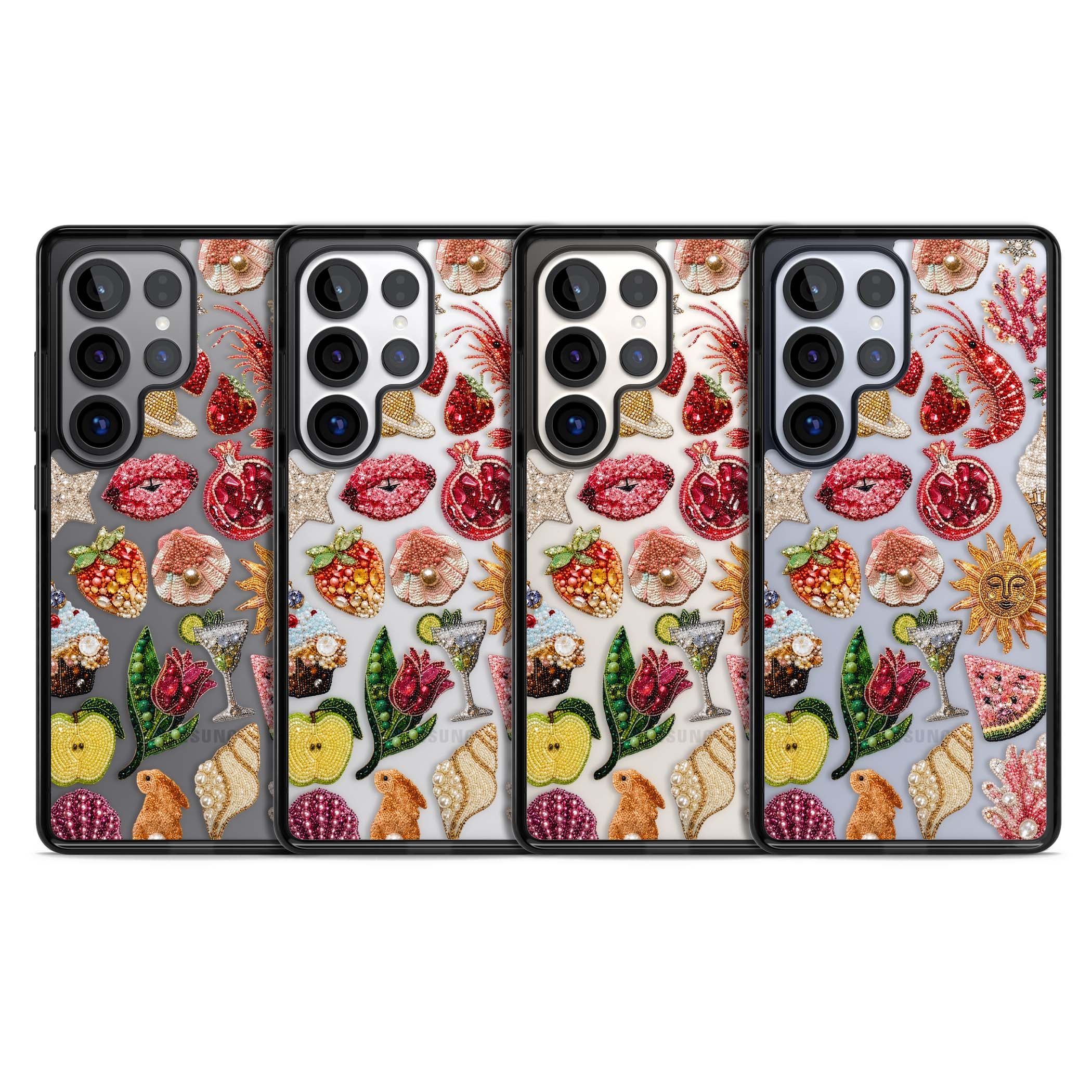 Beaded Riviera coquette iPhone case | Black Impact case for Samsung Galaxy S25 Ultra
