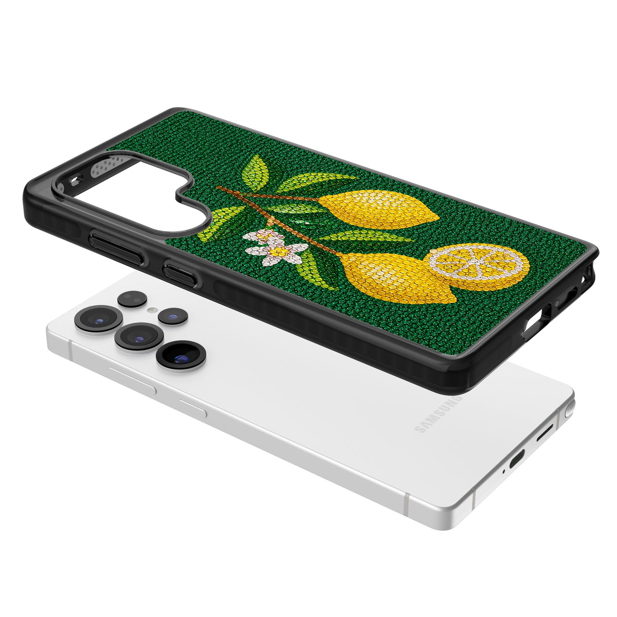 Beaded Lemons Samsung S25 Ultra / Samsung S26 Ultra Impact Black Phone Case angled