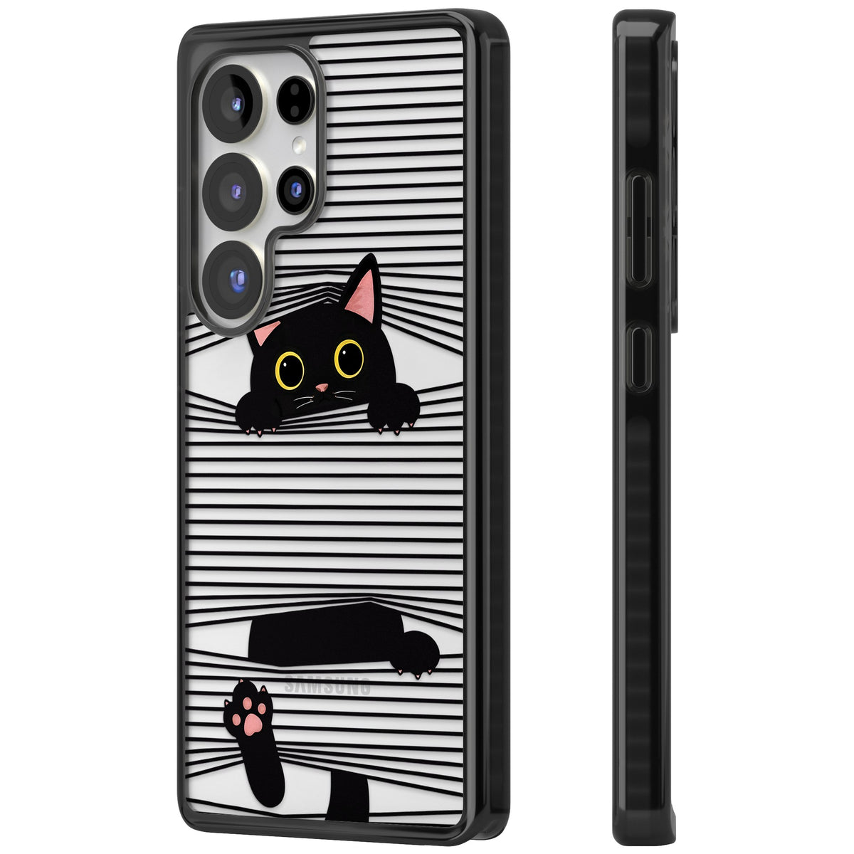 Peek-a-Boo Cat Samsung S25 Ultra / Samsung S26 Ultra Impact Black Phone Case side