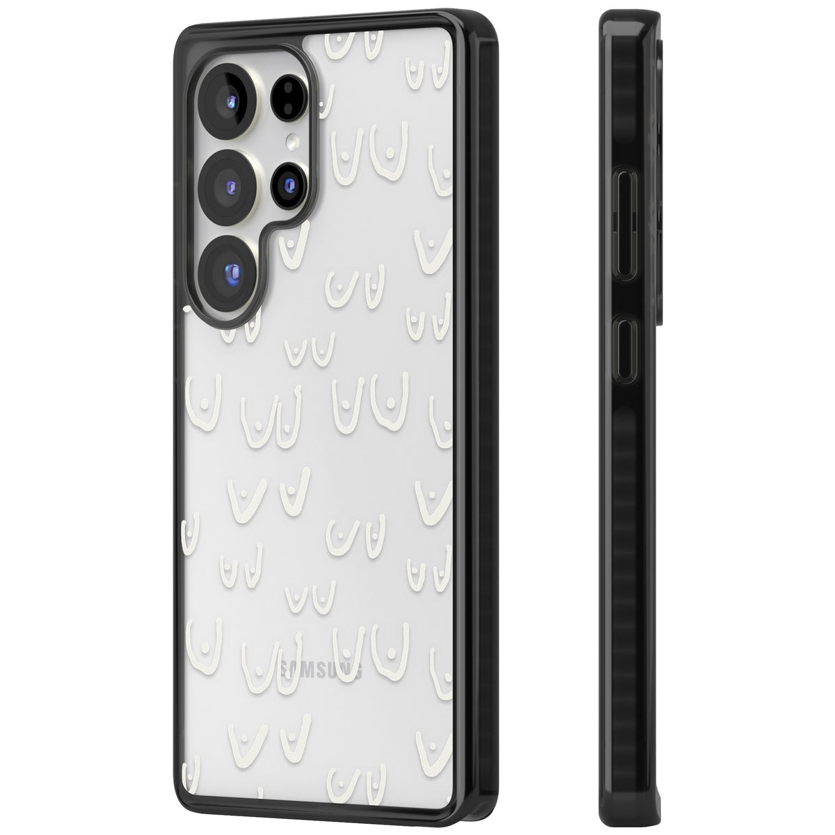 Boob Pattern (White) Samsung S25 Ultra / Samsung S26 Ultra Impact Black Phone Case side