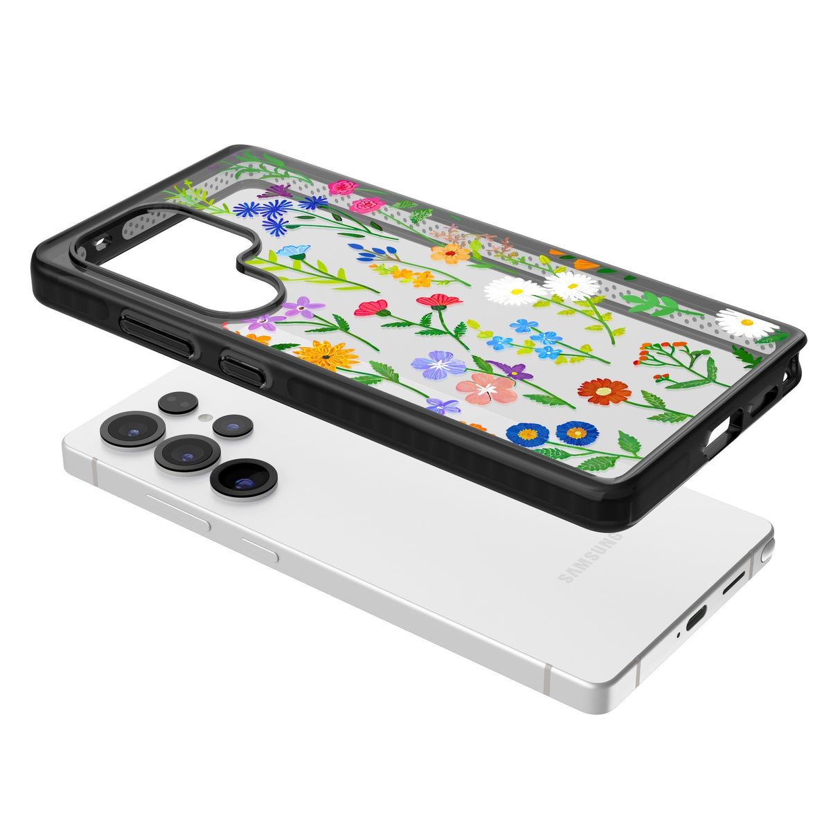 Wildflower Garden Samsung S25 Ultra / Samsung S26 Ultra Impact Black Phone Case angled