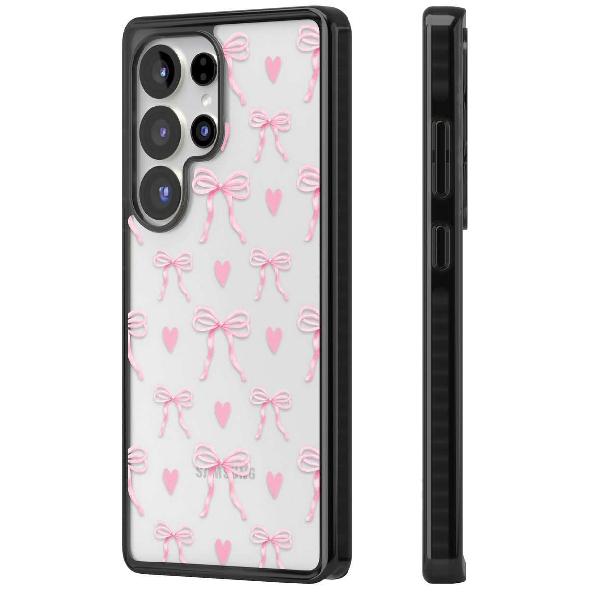 Pink Bows & Hearts Samsung S25 Ultra / Samsung S26 Ultra Impact Black Phone Case side