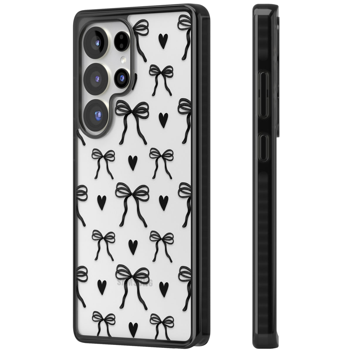 Black Bows & Hearts Samsung S25 Ultra / Samsung S26 Ultra Impact Black Phone Case side