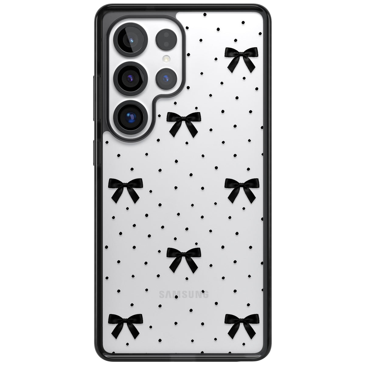 Black Polka Bows Samsung S25 Ultra / Samsung S26 Ultra Impact Black Phone Case front