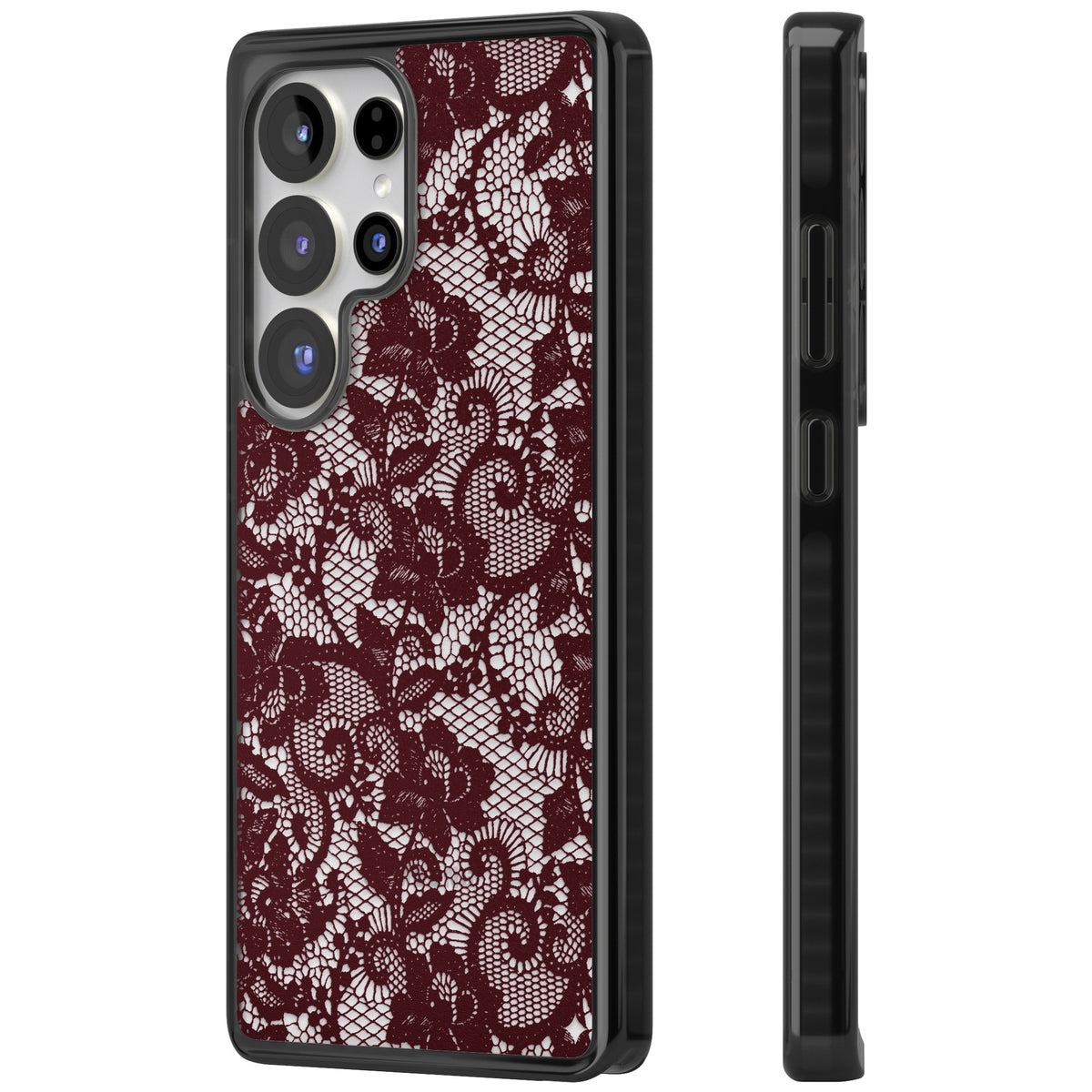 Burgundy Lace Samsung S25 Ultra / Samsung S26 Ultra Impact Black Phone Case side
