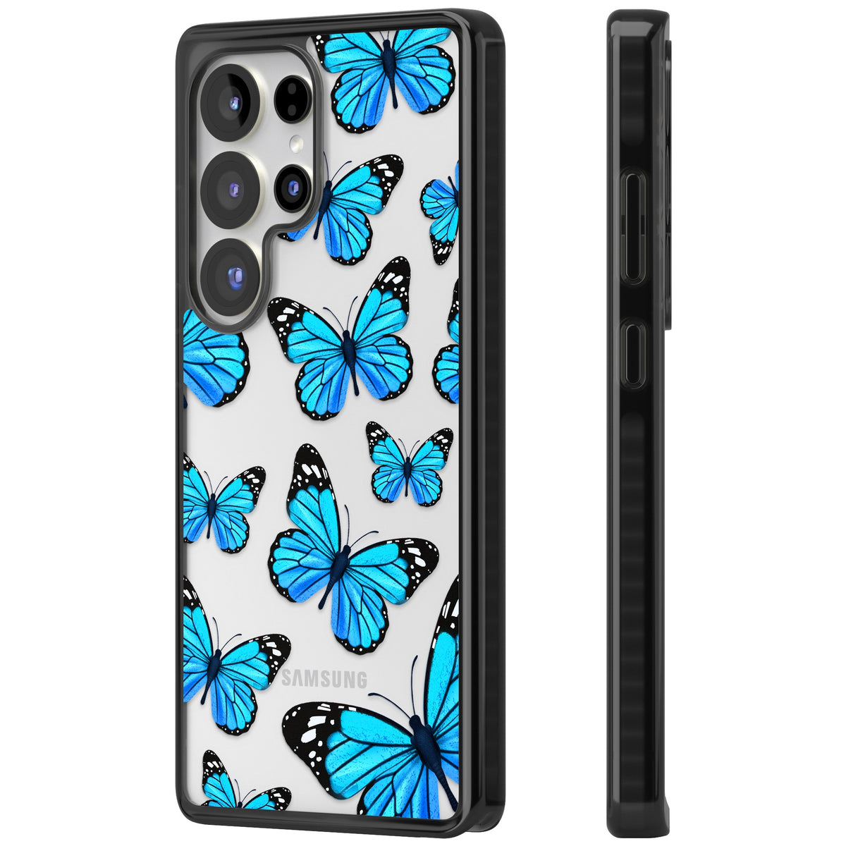 Azure Butterflies Samsung S25 Ultra / Samsung S26 Ultra Impact Black Phone Case side