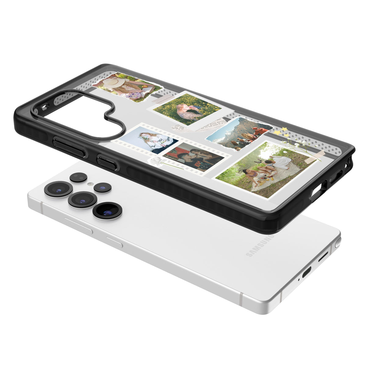 Personalised Scrapbook Instant Photos Samsung S25 Ultra / Samsung S26 Ultra Impact Black Phone Case angled