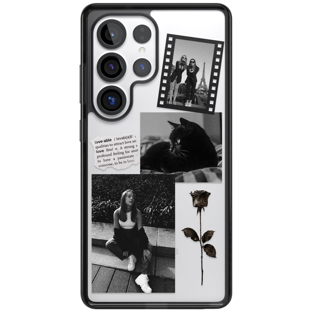 Personalised Black & White Scrapbook Photos Samsung S25 Ultra / Samsung S26 Ultra Impact Black Phone Case front