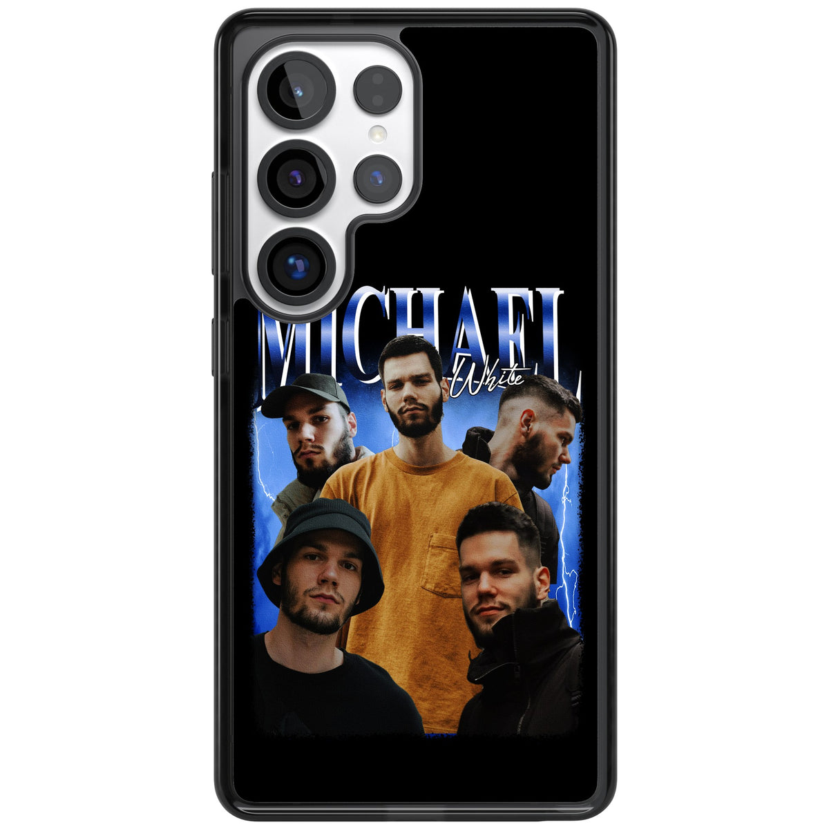 Personalised Airbrush Name & Photo Collage (Blue) Samsung S25 Ultra / Samsung S26 Ultra Impact Black Phone Case front