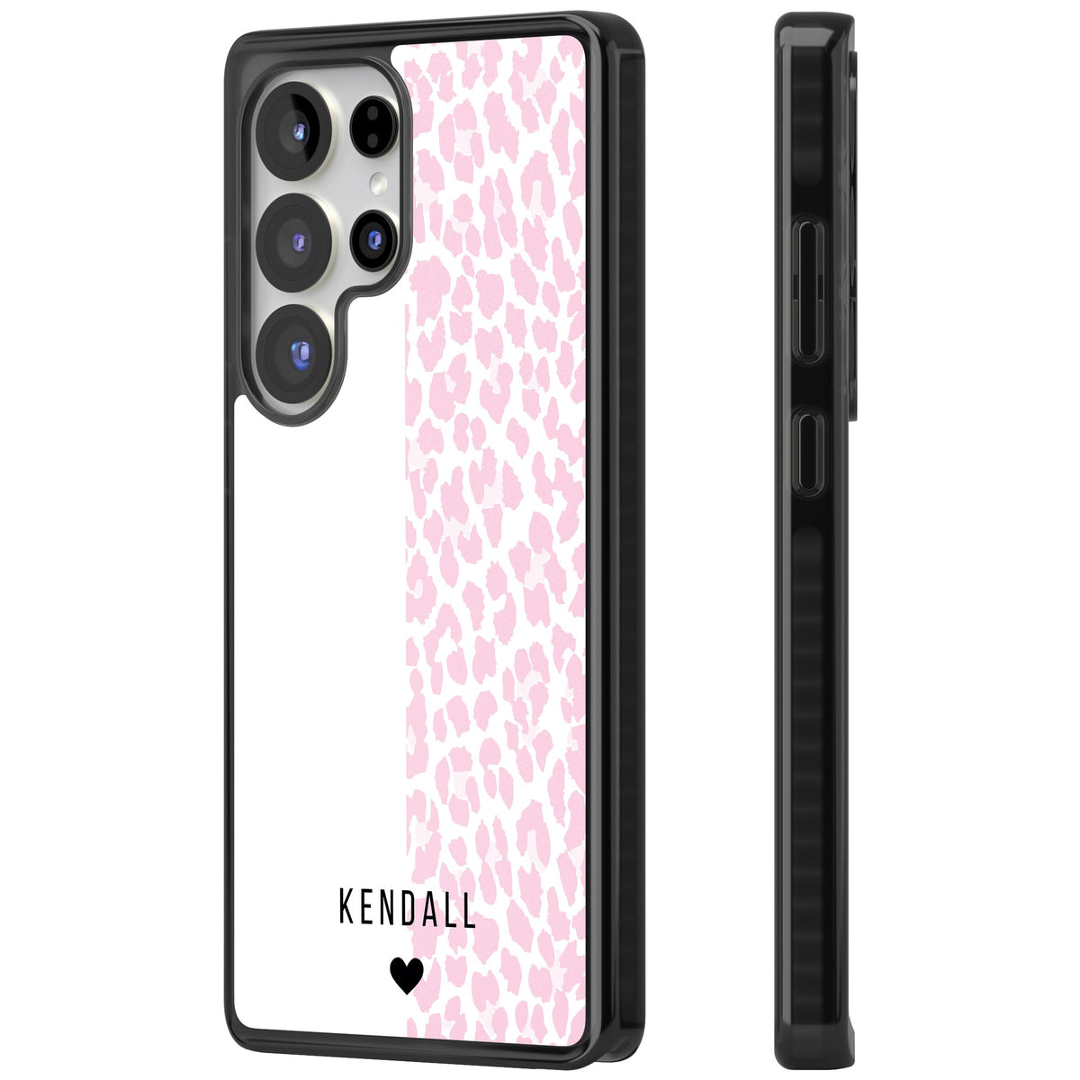 Personalised Pink Leopard Samsung S25 Ultra / Samsung S26 Ultra Impact Black Phone Case side