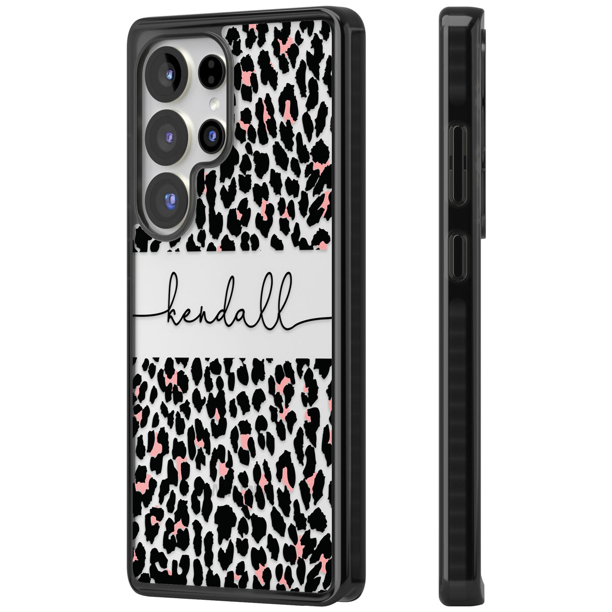Personalised Tatty Leopard Samsung S25 Ultra / Samsung S26 Ultra Impact Black Phone Case side