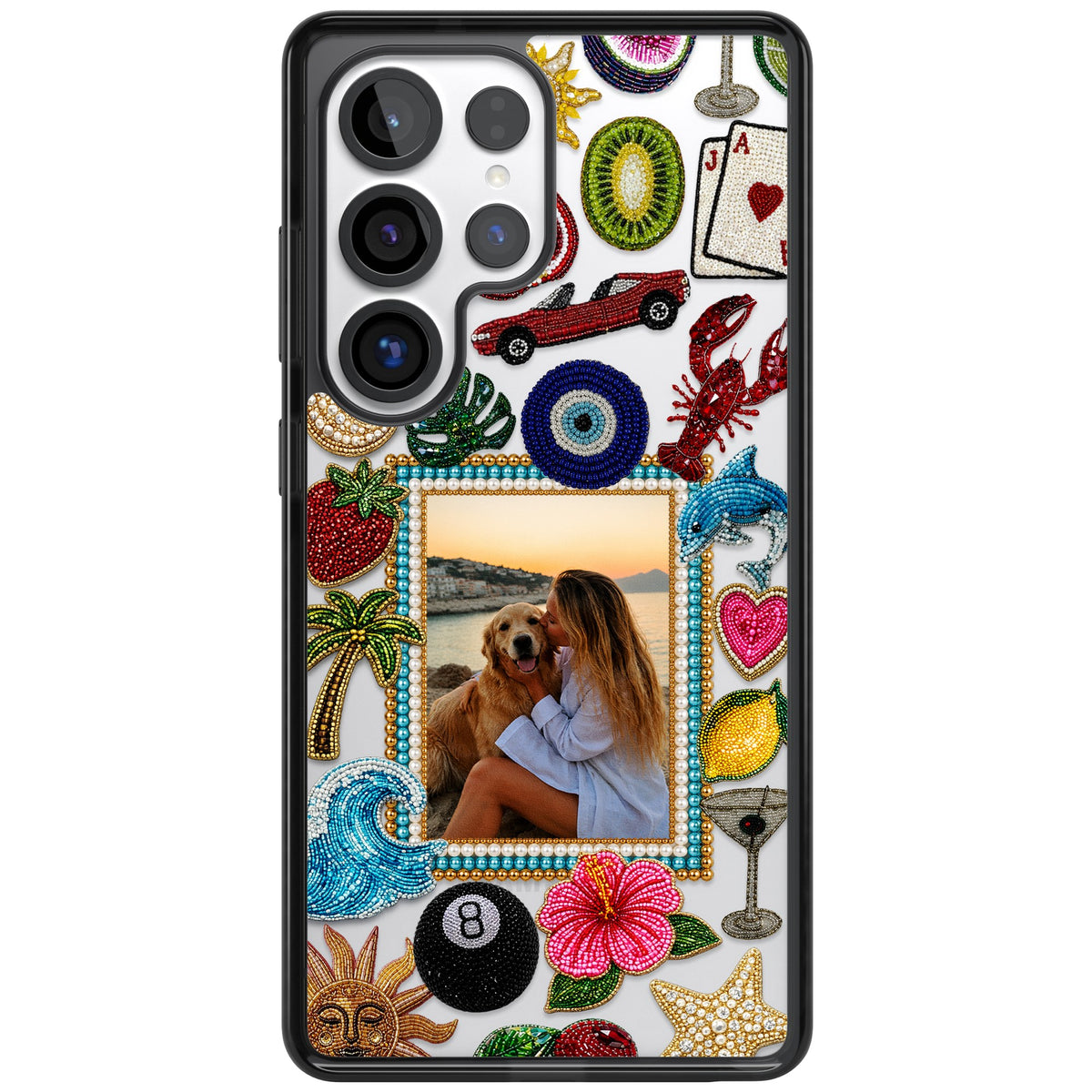 Personalised Beaded Photo Samsung S25 Ultra / Samsung S26 Ultra Impact Black Phone Case front