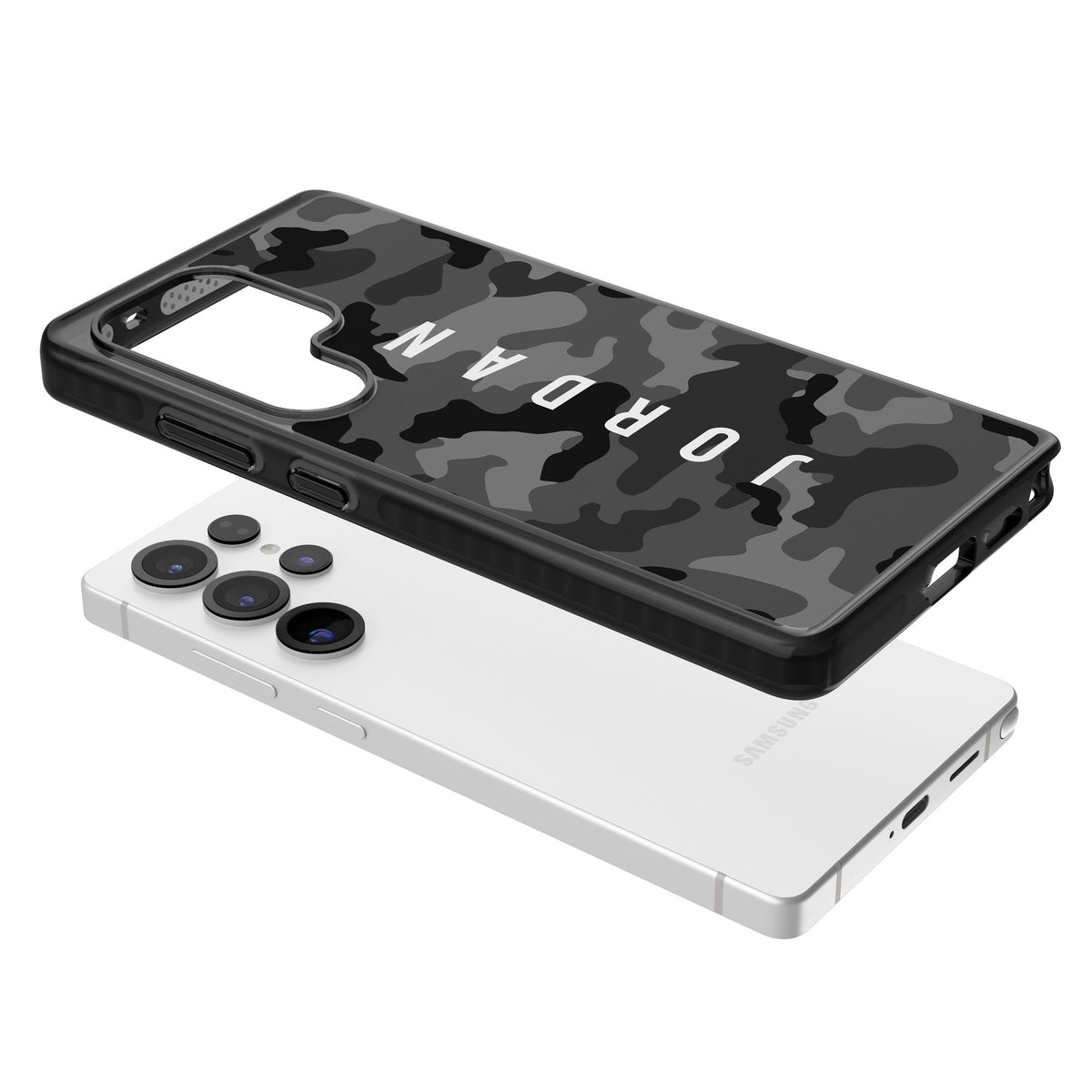 Personalised Urban Camo Samsung S25 Ultra / Samsung S26 Ultra Impact Black Phone Case angled