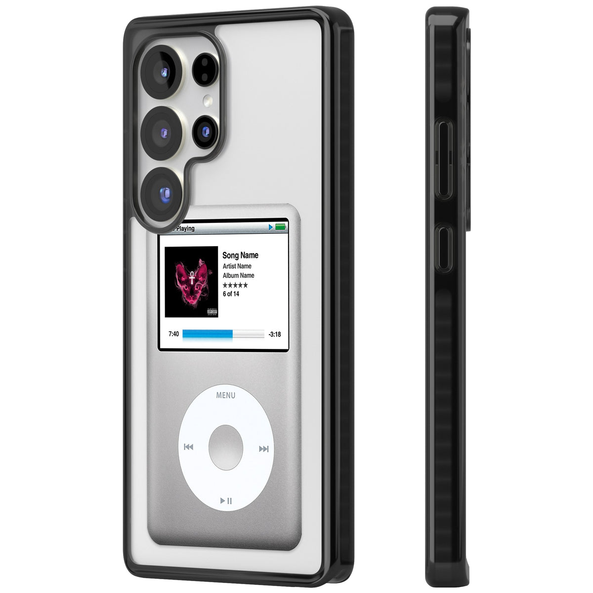 Personalised Classic Ipod Samsung S25 Ultra / Samsung S26 Ultra Impact Black Phone Case side
