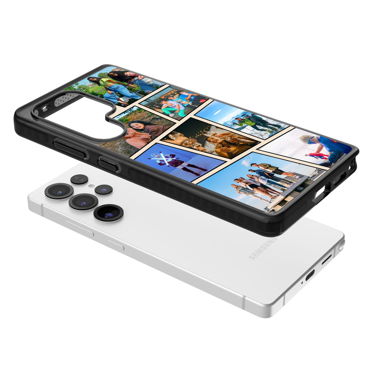 Personalised Comic Strip Photo Samsung S25 Ultra / Samsung S26 Ultra Impact Black Phone Case angled