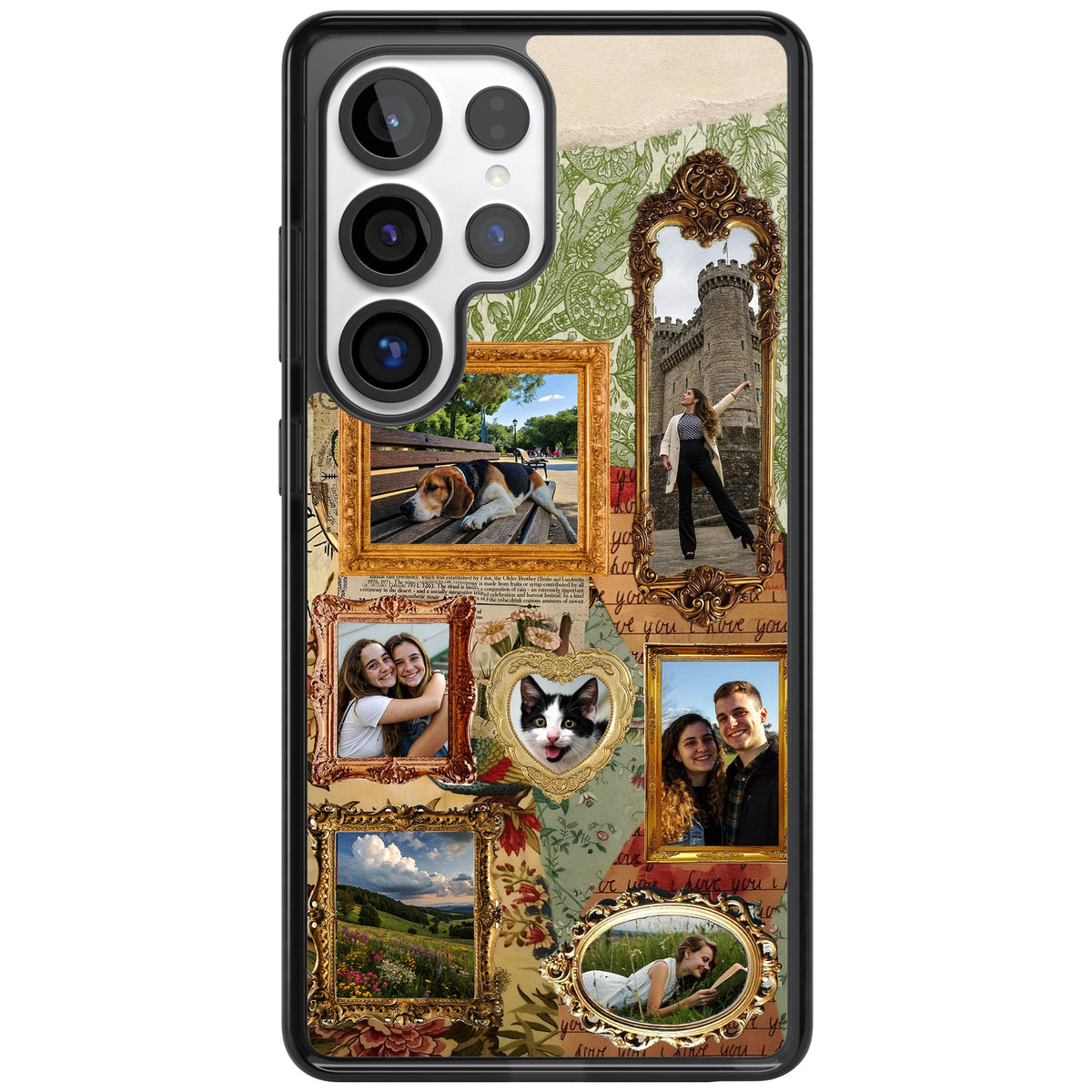Personalised Vintage Frame Collage Samsung S25 Ultra / Samsung S26 Ultra Impact Black Phone Case front