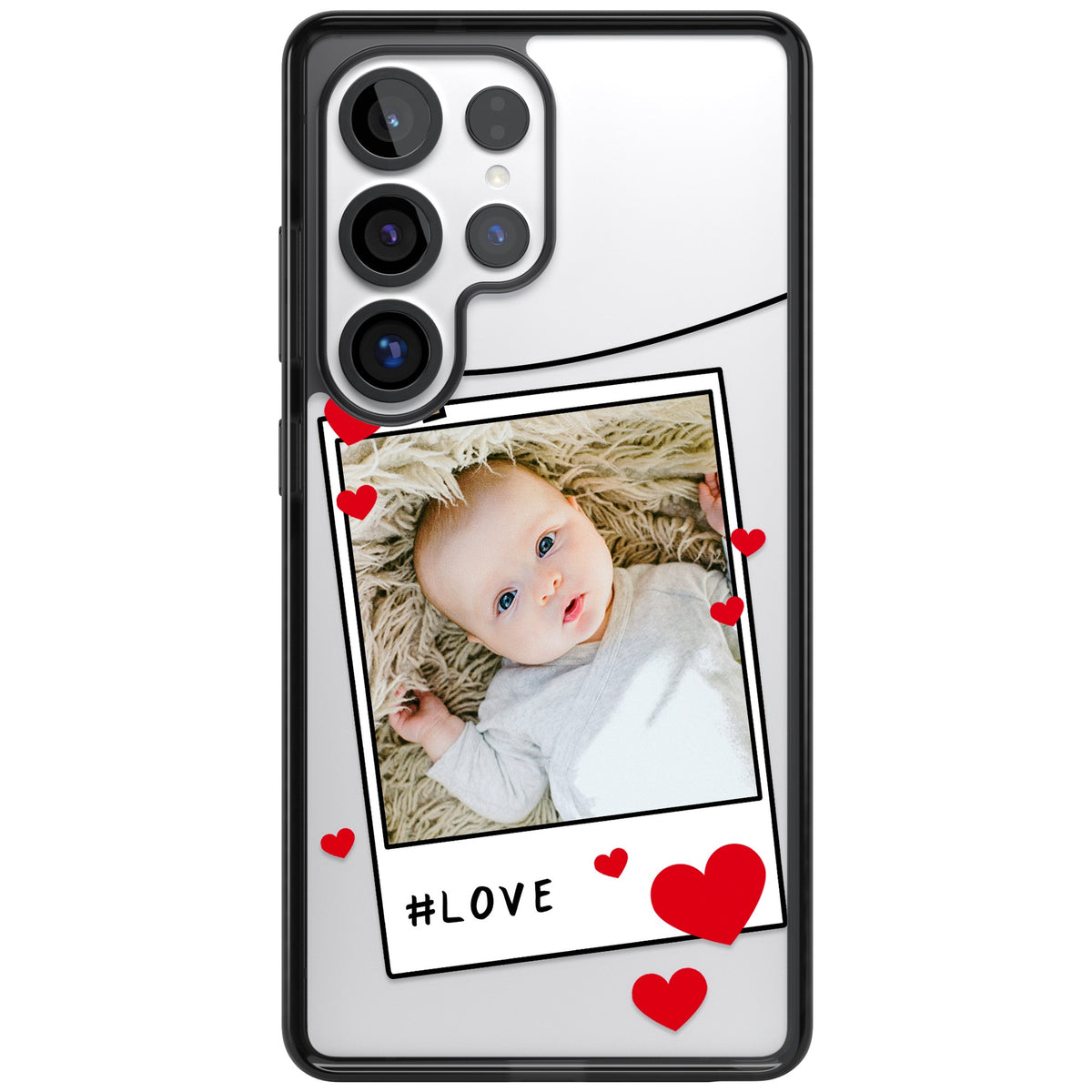 Personalised Paperclip & Hearts Polaroid Samsung S25 Ultra / Samsung S26 Ultra Impact Black Phone Case front