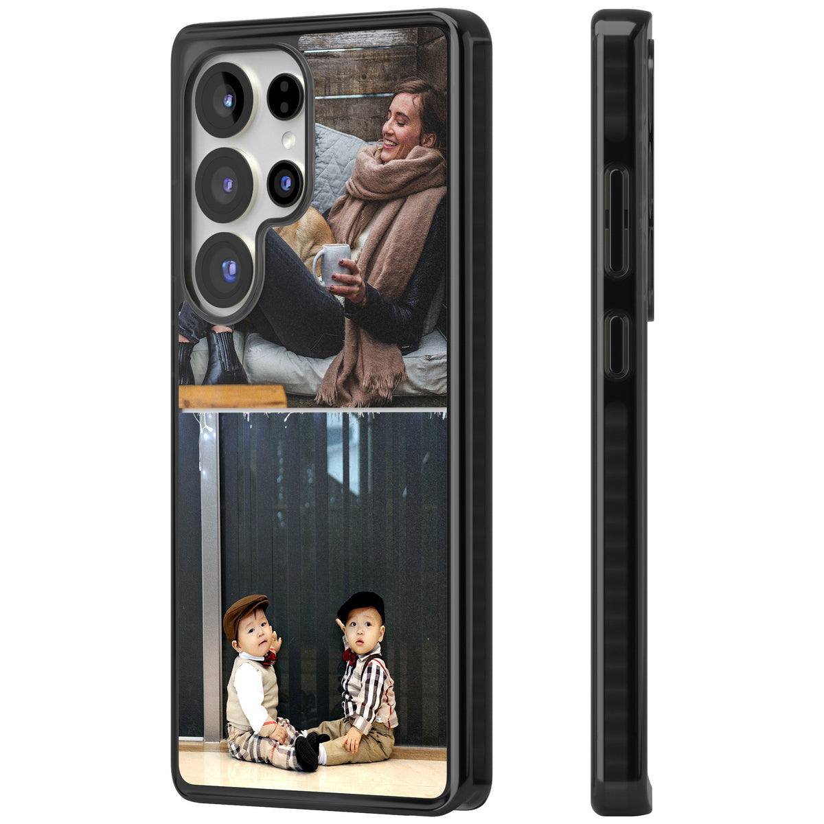 Personalised 2 Photo Grid Samsung S25 Ultra / Samsung S26 Ultra Impact Black Phone Case side