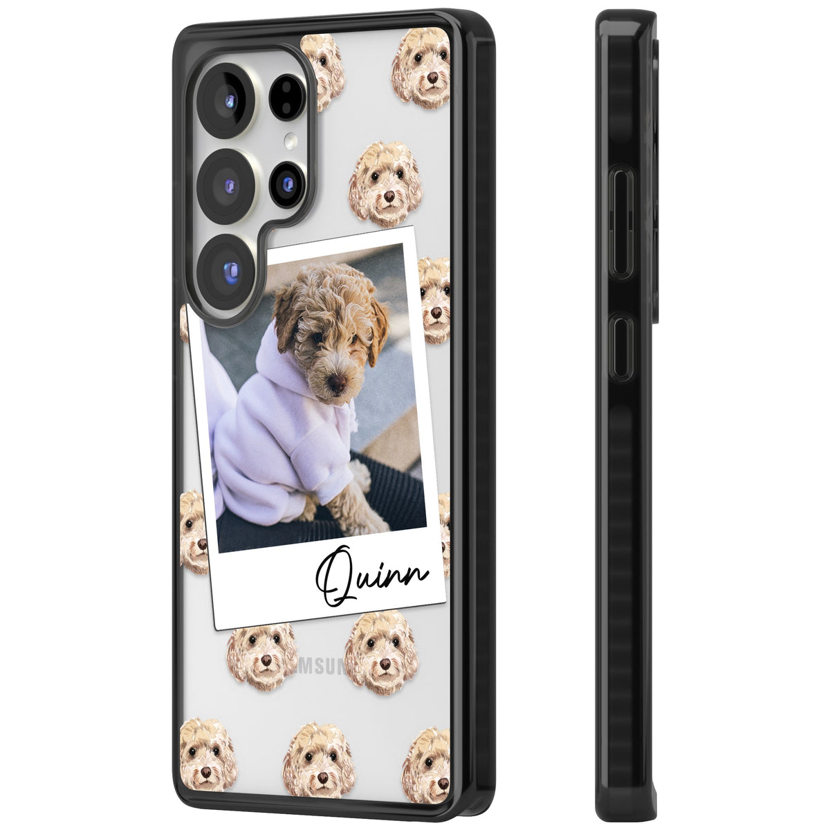 Personalised Cream Cockapoo Instant Camera Photo Samsung S25 Ultra / Samsung S26 Ultra Impact Black Phone Case side