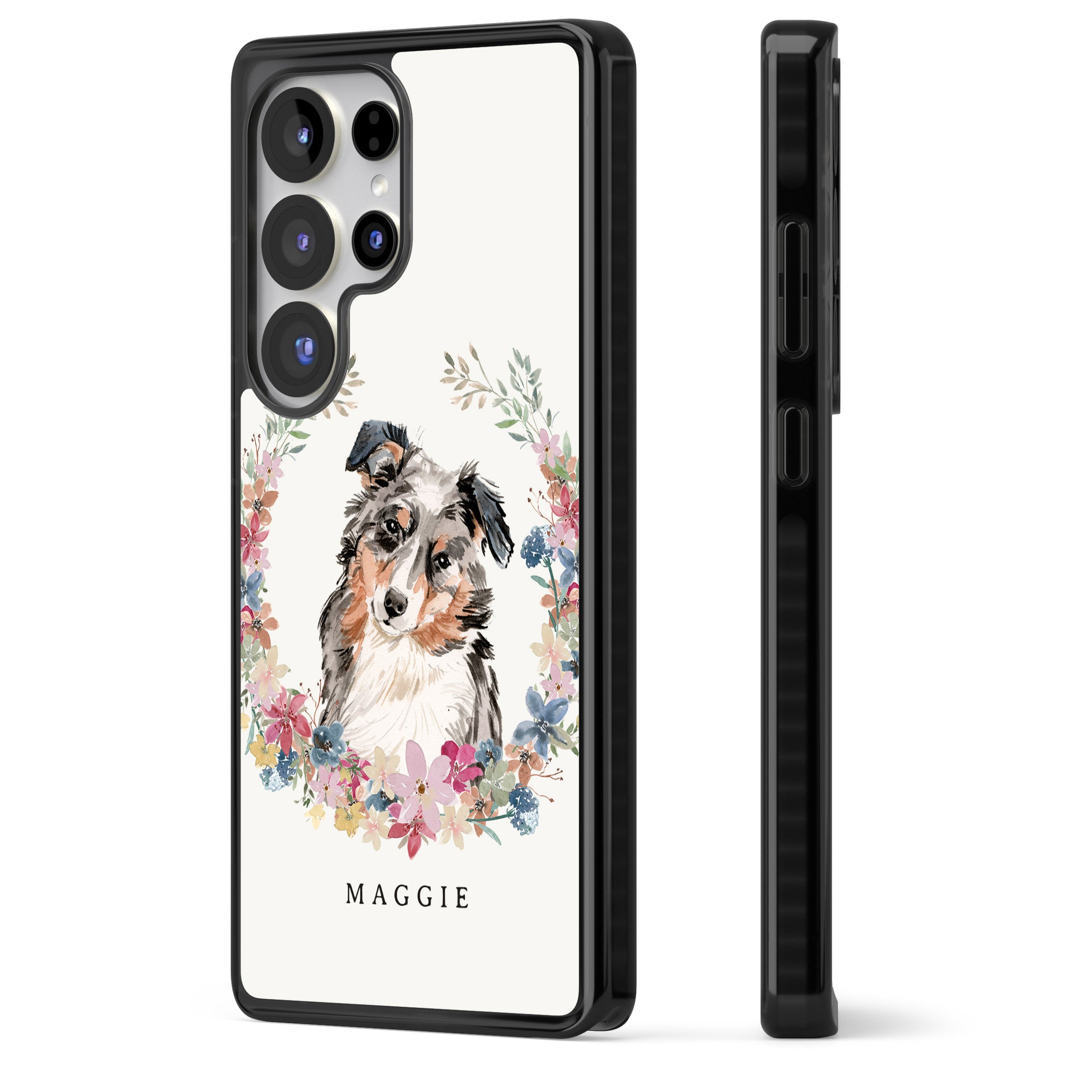 Personalised Australian Shepherd Floral Portrait